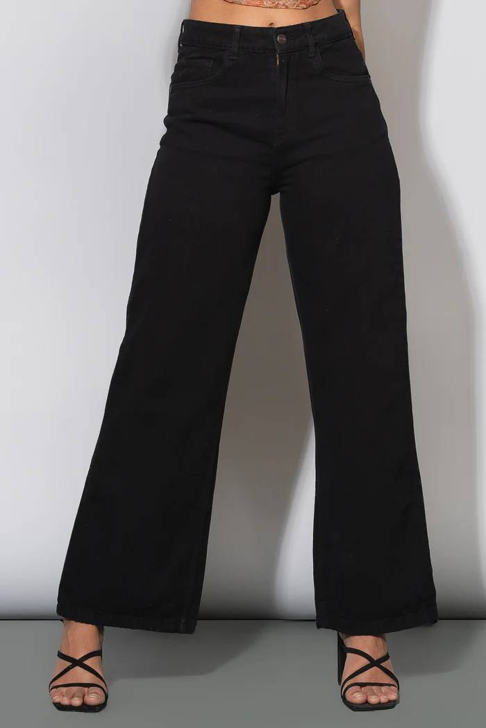 Jet Black Wide Leg Jeans - Image 3