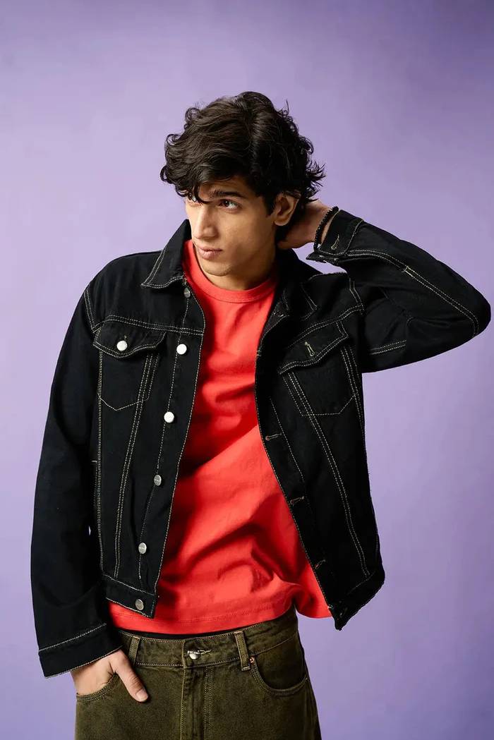 N-Ten Black Blade Unisex Denim Trucker Jacket - Image 3