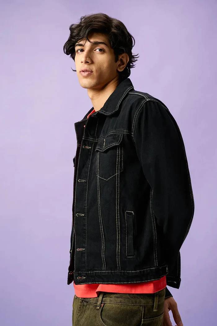 N-Ten Black Blade Unisex Denim Trucker Jacket - Image 2