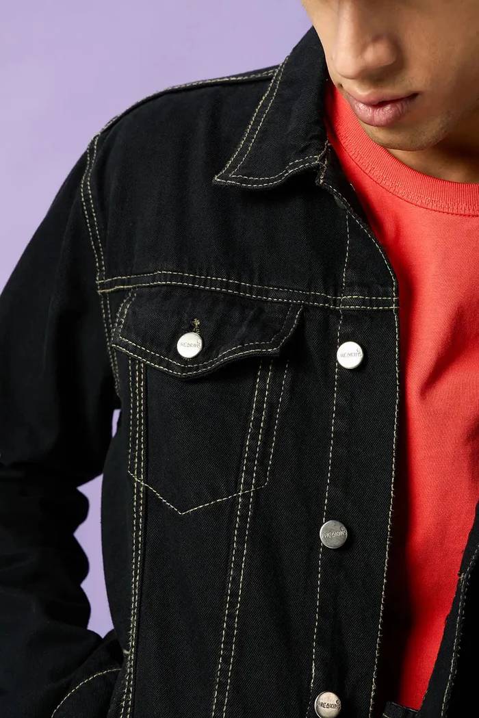 N-Ten Black Blade Unisex Denim Trucker Jacket - Image 4