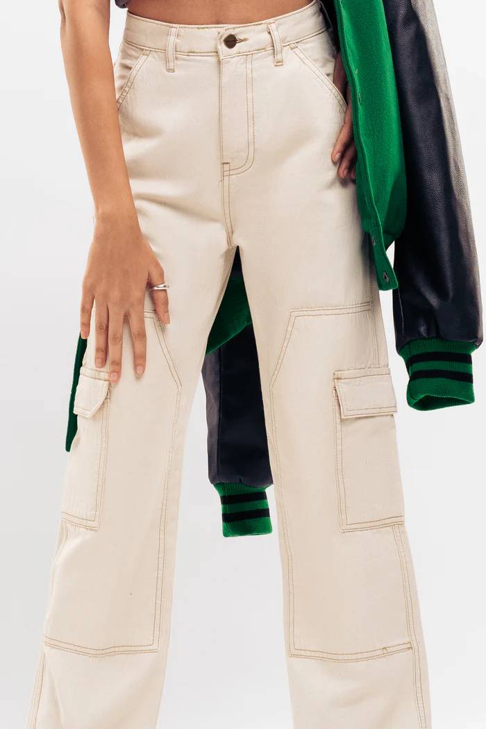 Beige Baggy Fit Cargo Denim - Image 4