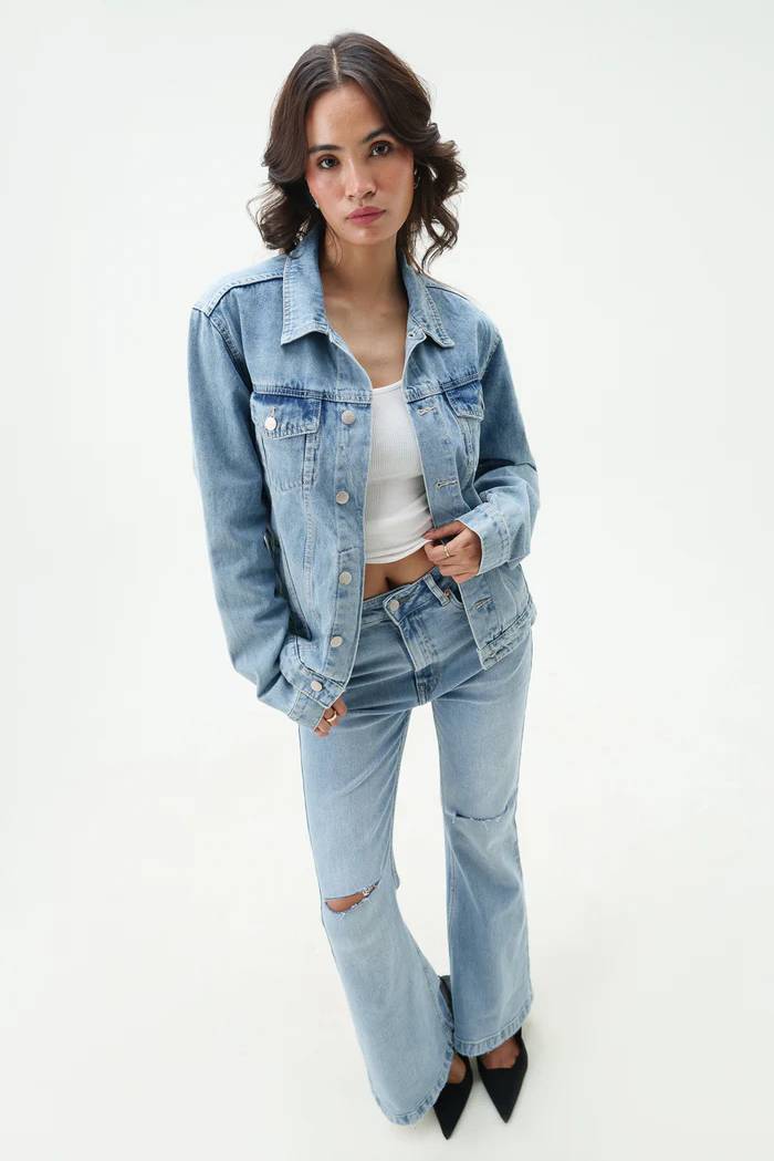N-Ten Blue Unisex Solid Denim Jacket - Image 2