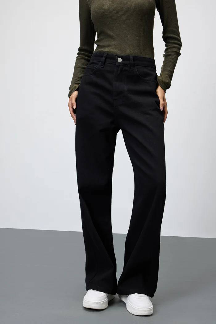 Black Onyx Wide-Leg Denim Jeans - Image 2