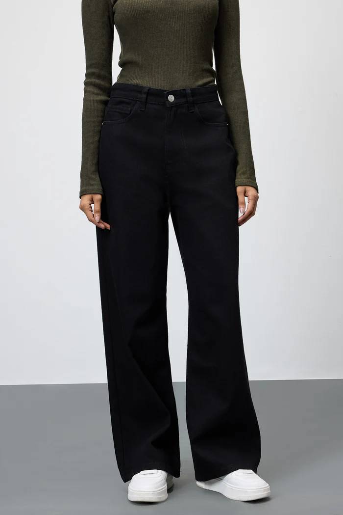 Black Onyx Wide-Leg Denim Jeans - Image 3